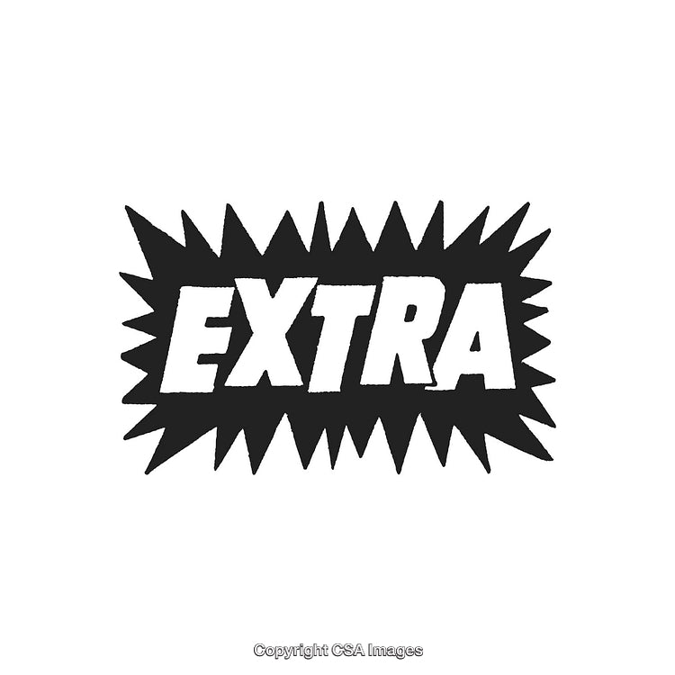 Black and White 'Extra' Text in Dynamic Starburst Design