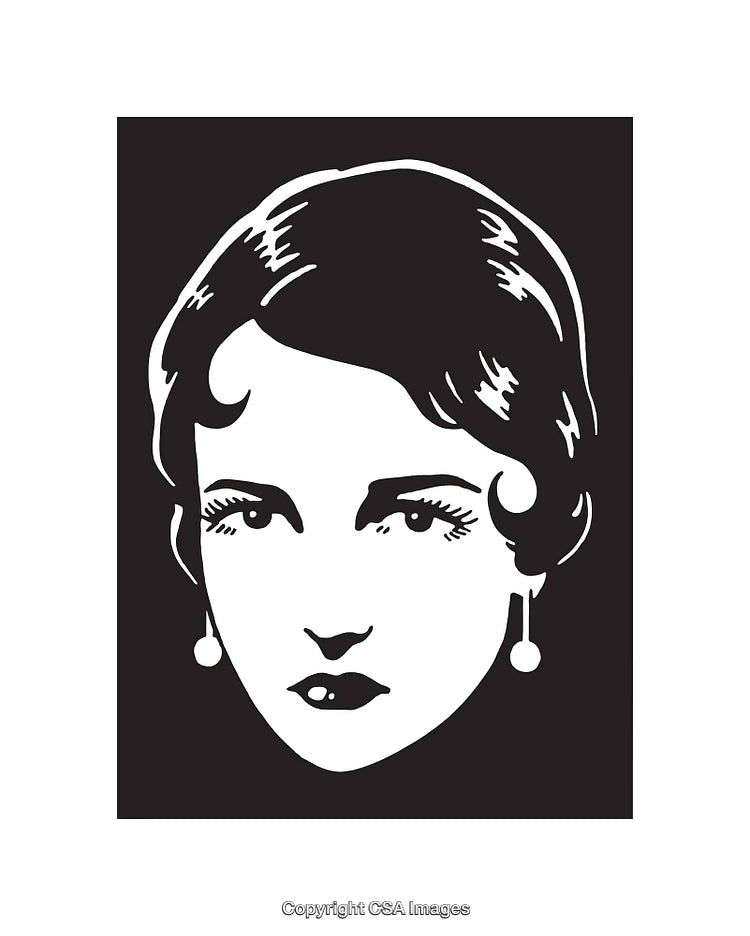 Elegant Black and White Illustration of a Woman's Facial Portrait