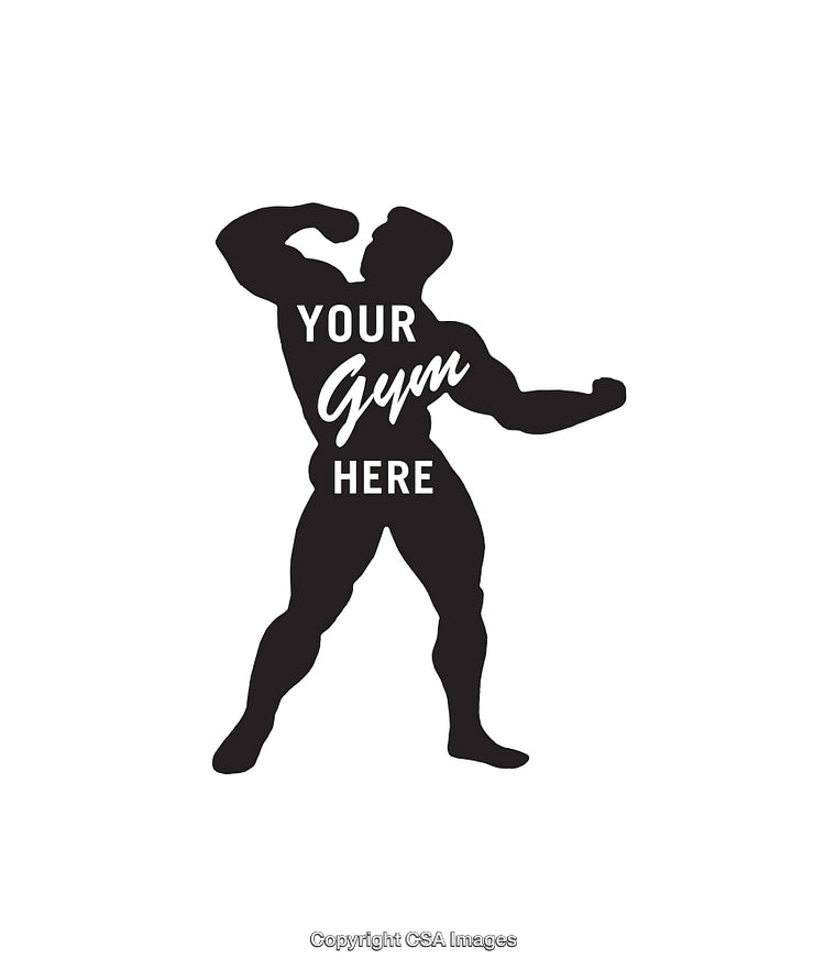 Silhouette Illustration of a Bodybuilder Showcasing Flexed Muscles for Gym Branding