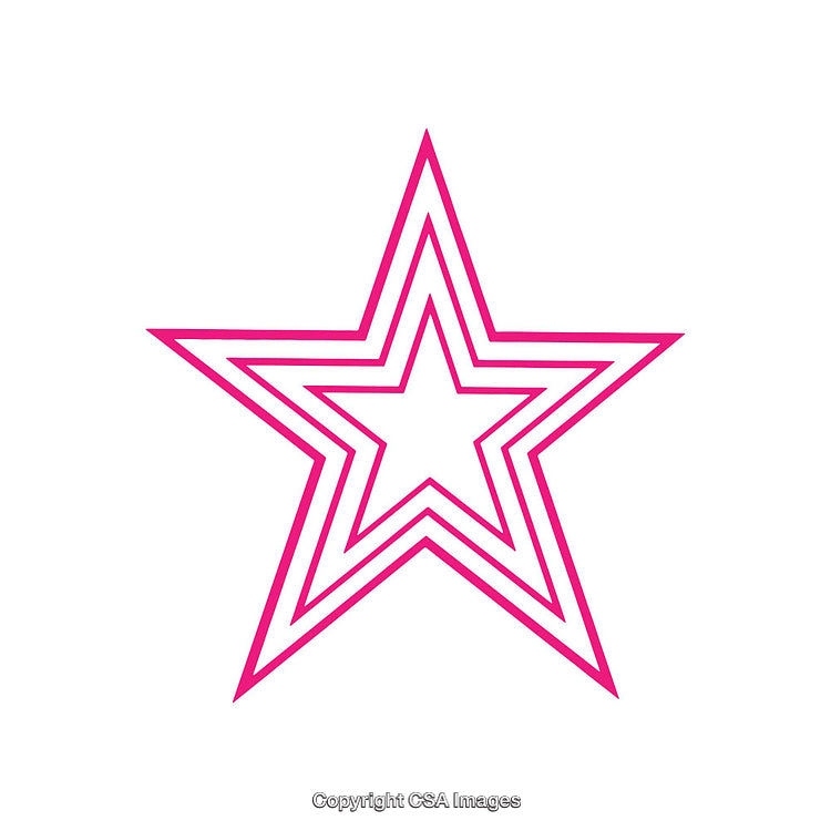 Pink Star Outline With Repeated Contours on White Background