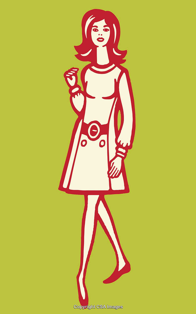 Retro Style Illustration of a Fashionable Woman in Vibrant Colors