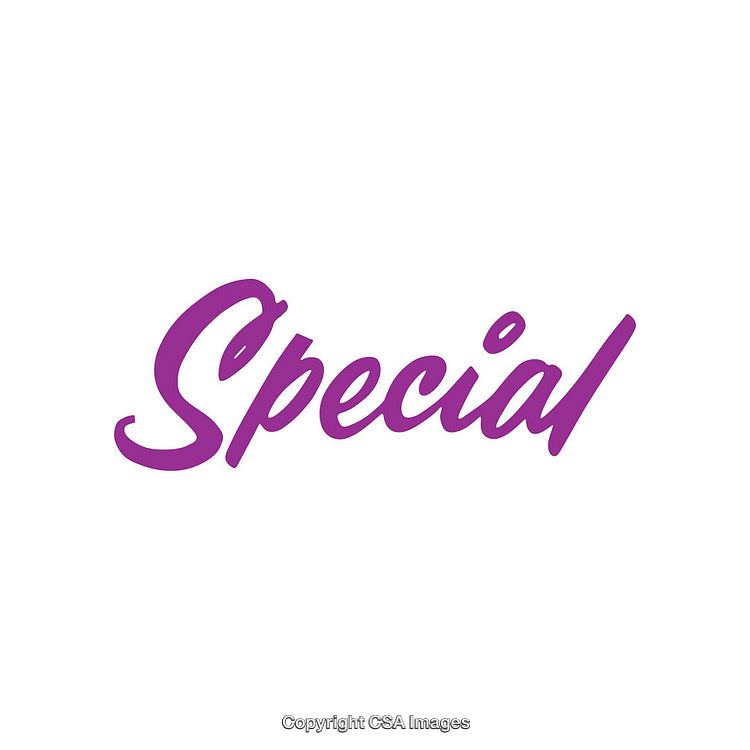 Purple Handwritten 'Special' Text on White Background