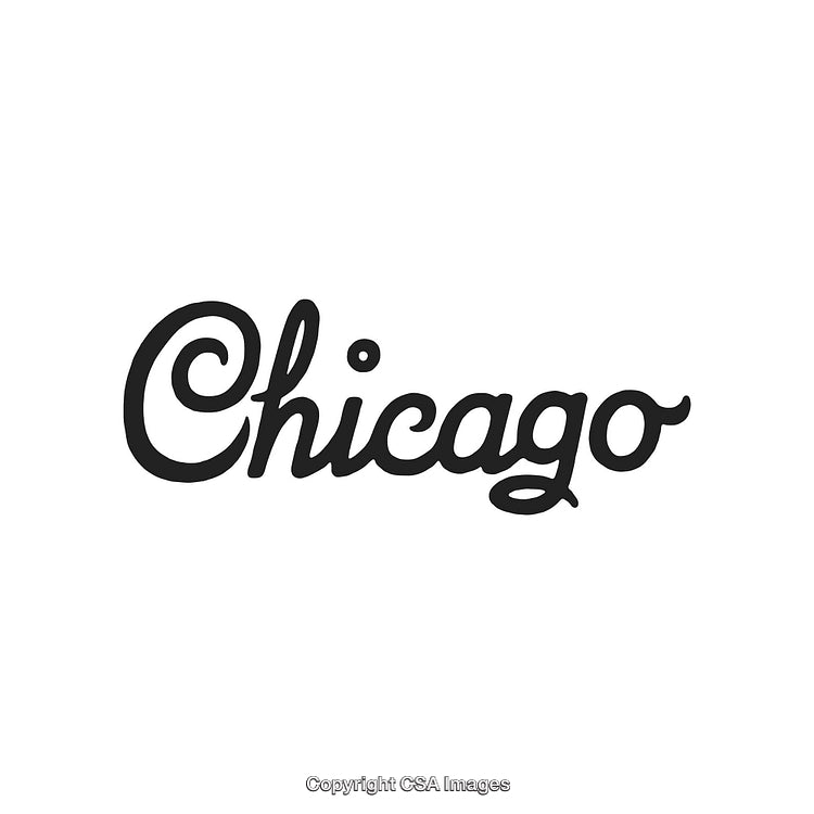Elegant Handwritten Chicago Text Design in Black on White Background