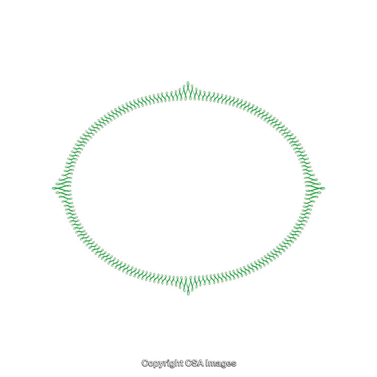 Green Decorative Circular Frame with Curves and Symmetrical Points