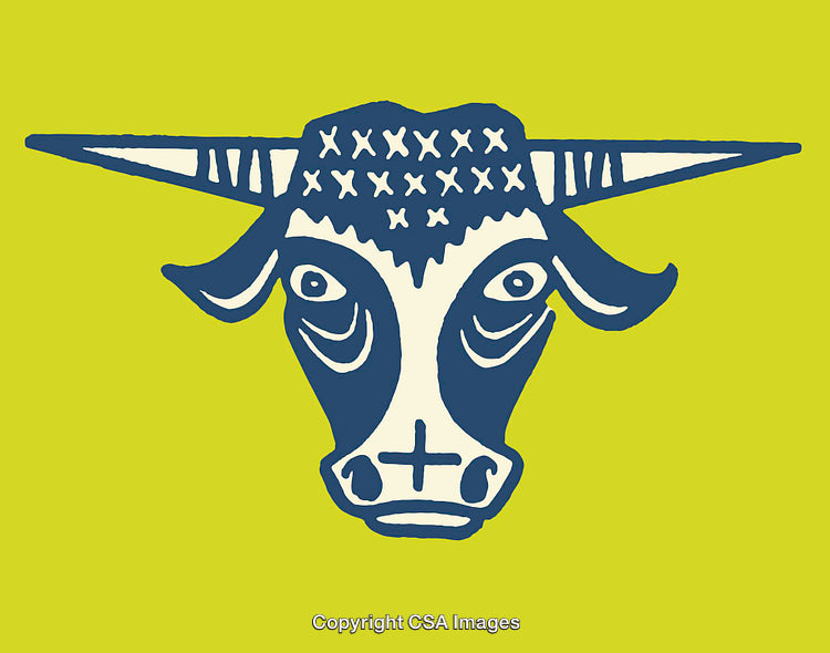 Abstract Bull Illustration with Bold Colors and Unique Artistic Features
