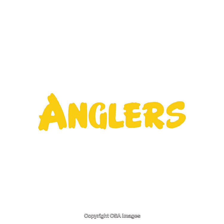 Bold Yellow Anglers Text Design on a Clean White Background
