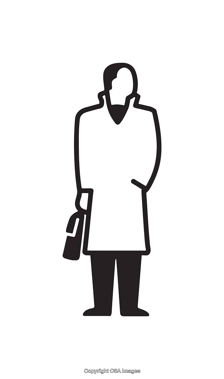 Black and White Icon of a Person Holding a Bag