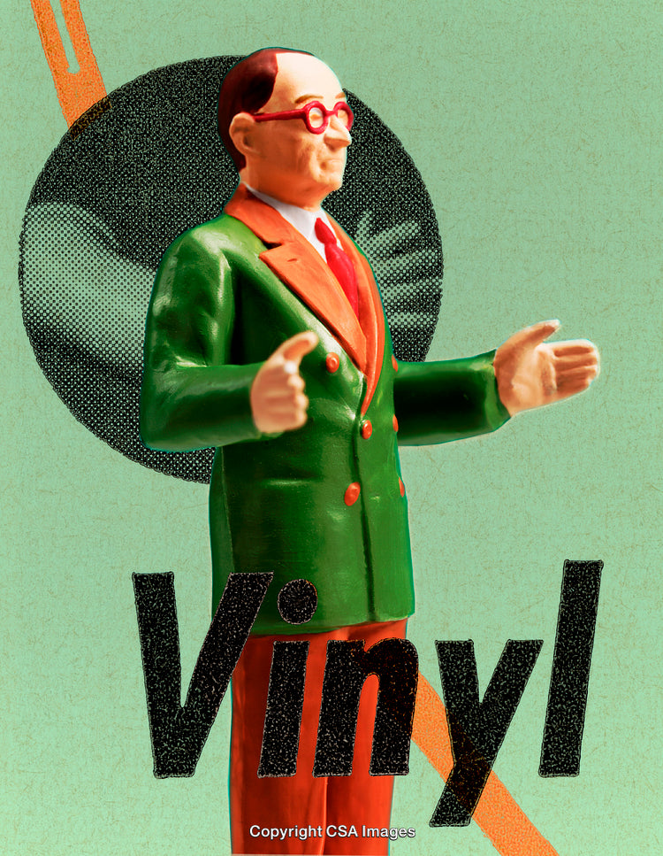 Colorful Vinyl Figure of a Man in a Retro Green and Orange Suit