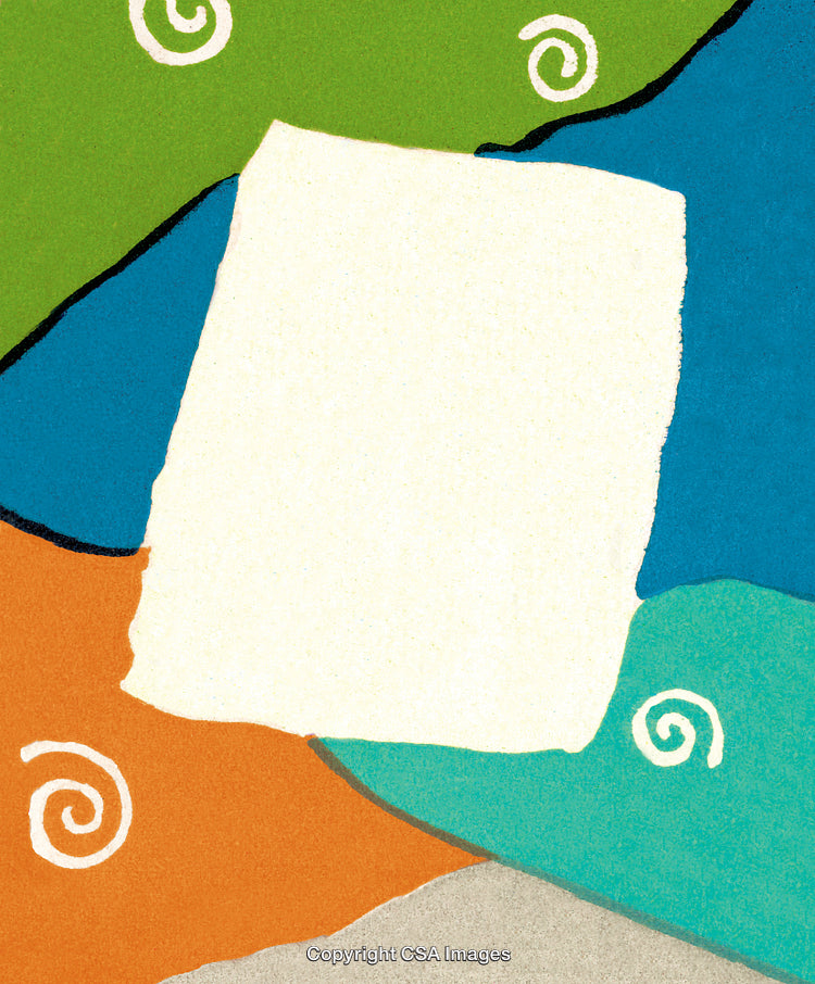 Abstract Illustration with Colorful Shapes and White Rectangular Center