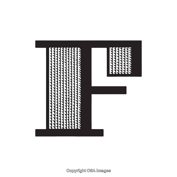 Decorative Black Letter F with Intricate Textured Design