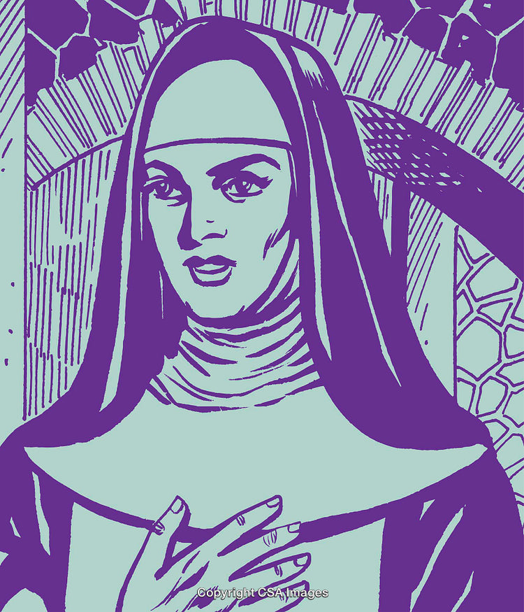 Illustrative Portrait of a Nun in an Abstract Art Style