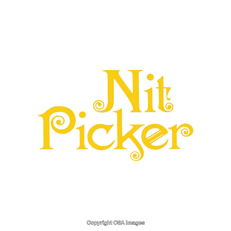 Bright Yellow Text Design Featuring "Nit Picker" With Whimsical Font Style