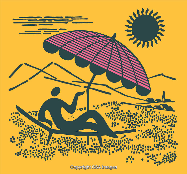 Colorful Line Art Illustration of a Person Relaxing on the Beach