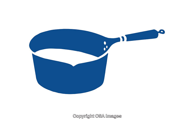 Blue Silhouette of a Cooking Pan with Handle Icon