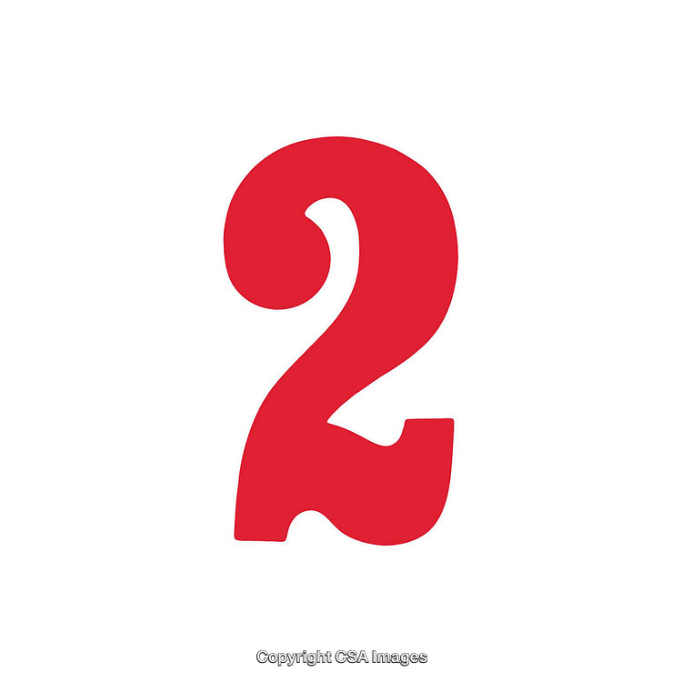 Bold Red Number Two on White Background Representation