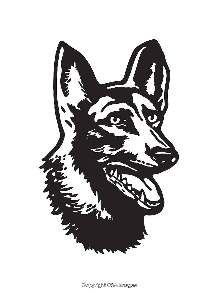 Black and White Sketch of a Dog's Face in Profile