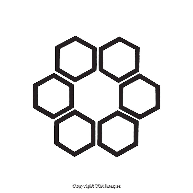 Abstract Black Hexagonal Shape Design Featuring Six Interconnected Elements