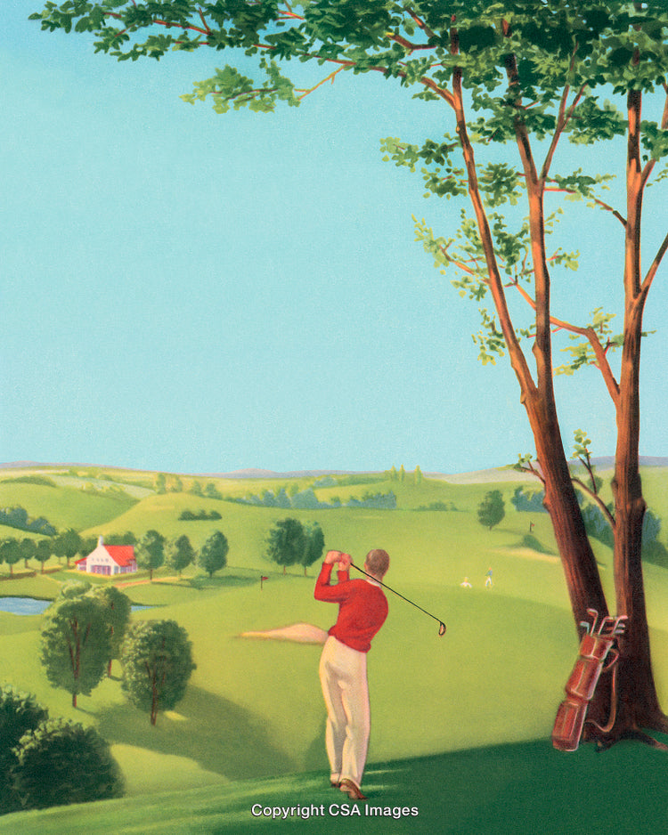 Classic Golf Scene on a Sunny Day with Lush Countryside