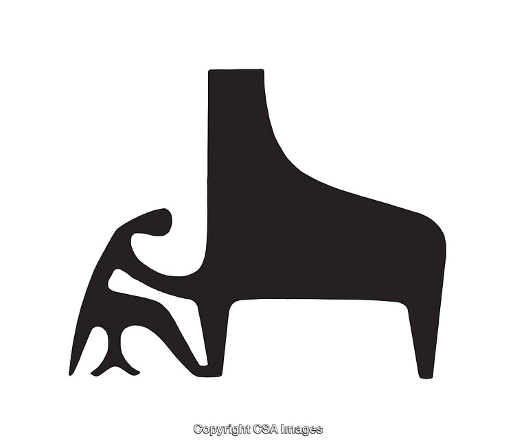 Abstract Black and White Line Art of Human and Piano Form