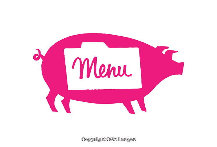 Pink Pig Silhouette Icon Featuring a Menu Design Element