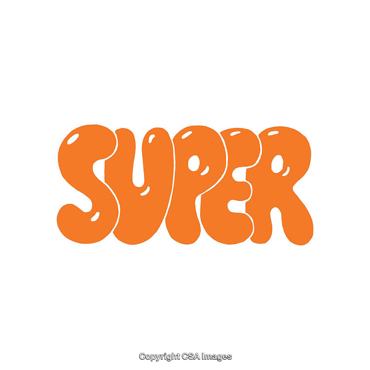 Bright Orange Groovy Text "Super" on White Background
