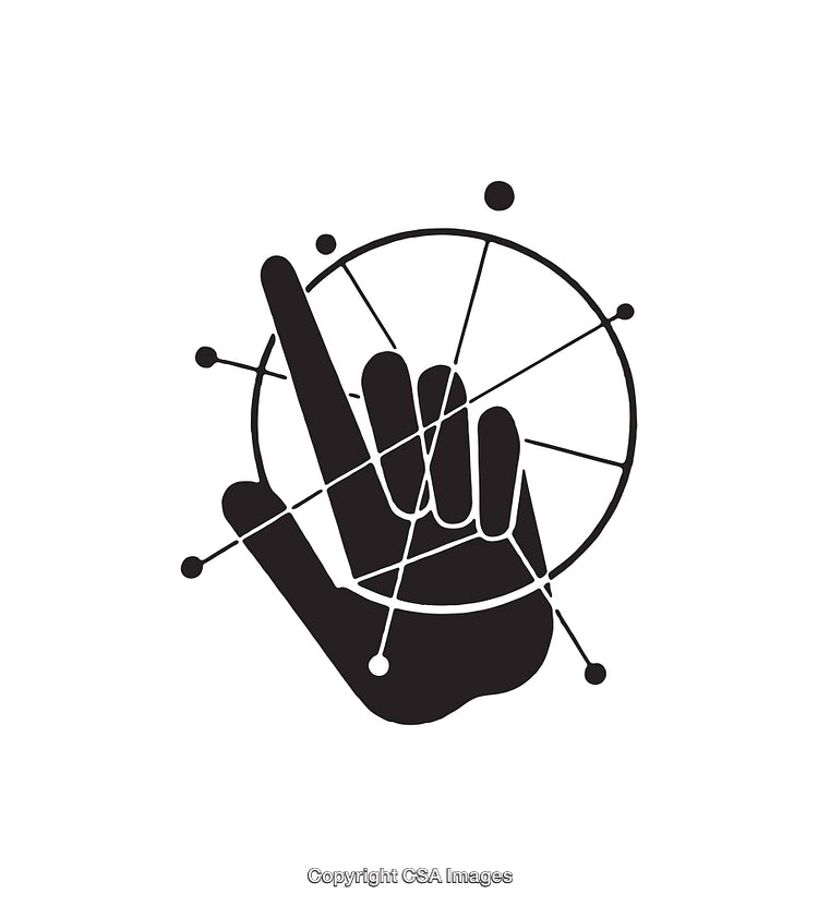 Abstract Hand Gesture Icon with Geometric Lines and Circular Shapes
