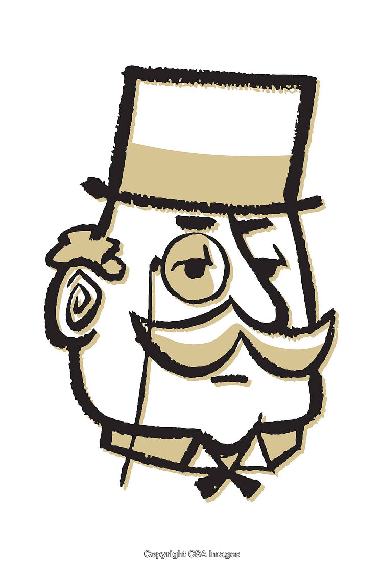 Illustration of a Distinguished Gentleman Wearing a Top Hat and Monocle