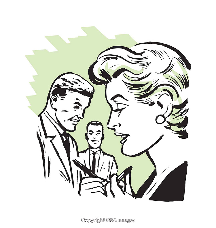 Retro Illustration of Professional Interaction in Classic Style