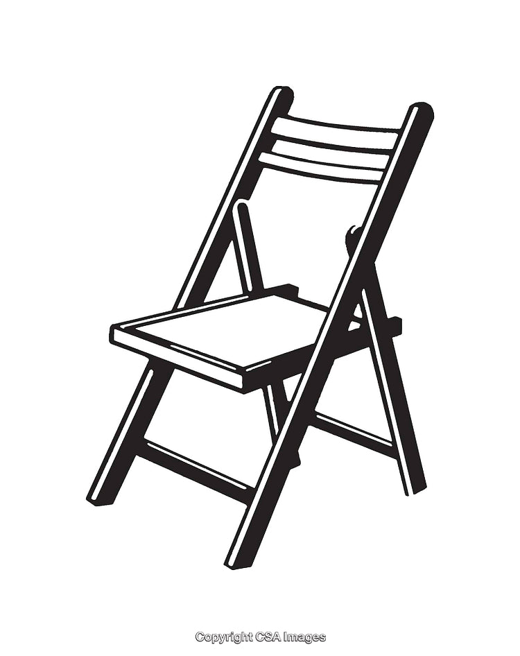 Black and White Illustration of a Simple Folding Chair