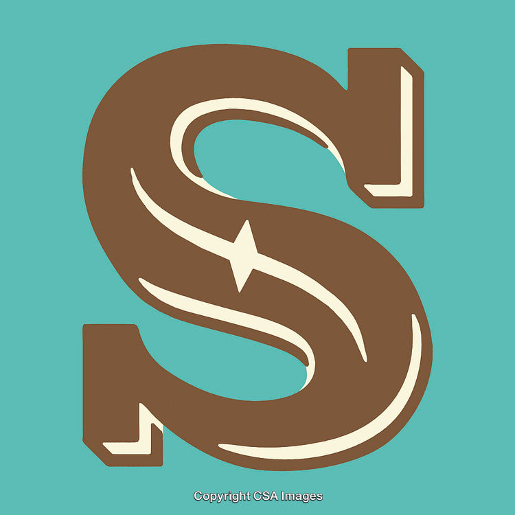 Stylized Captivating Letter S Artwork on a Bold Turquoise Background