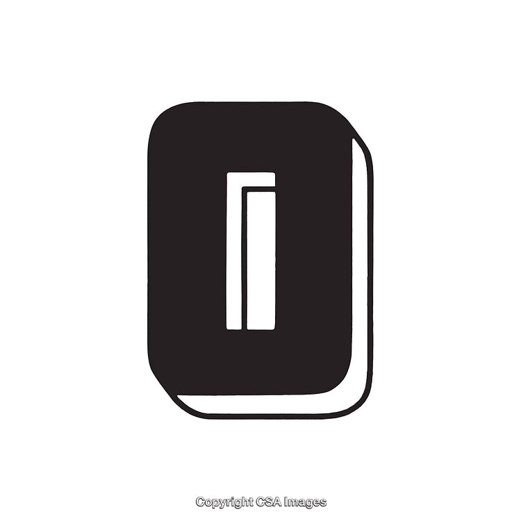 Black and White Illustration of a Cent Symbol on White Background