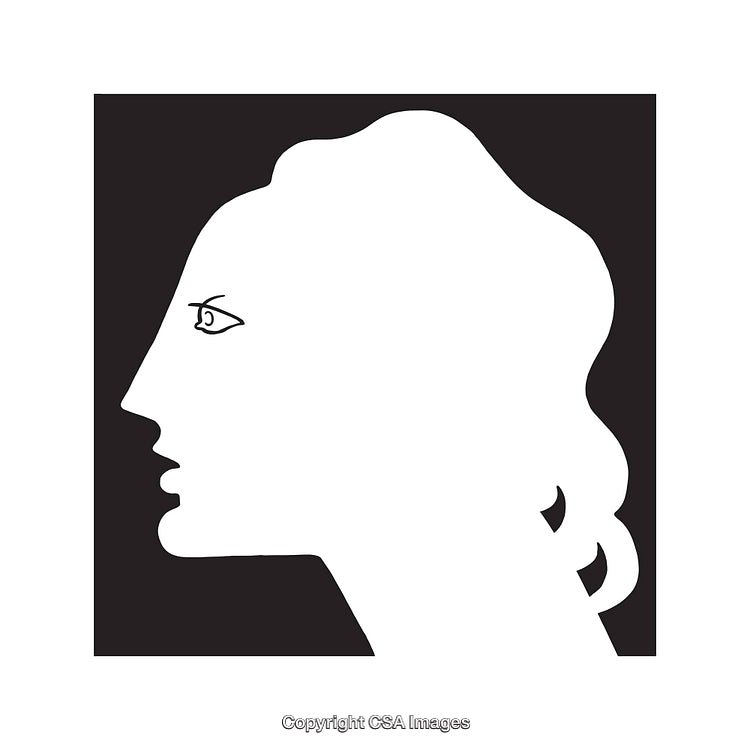 Black and White Silhouette Side Profile Icon of a Woman