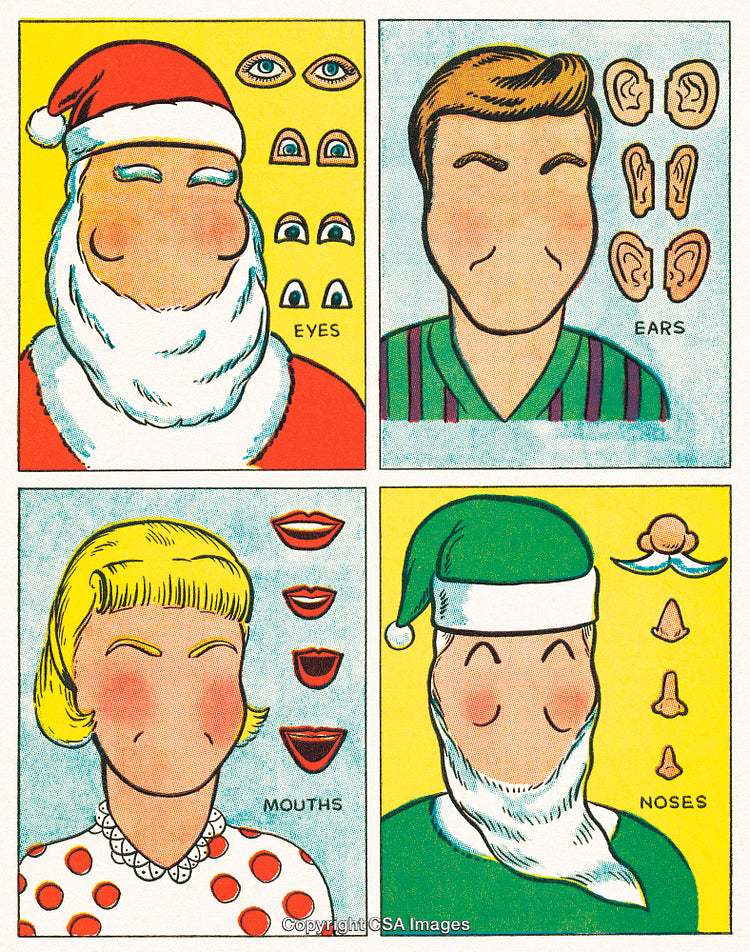 Cartoon Illustration of Characters with Variations for Features and Outfits
