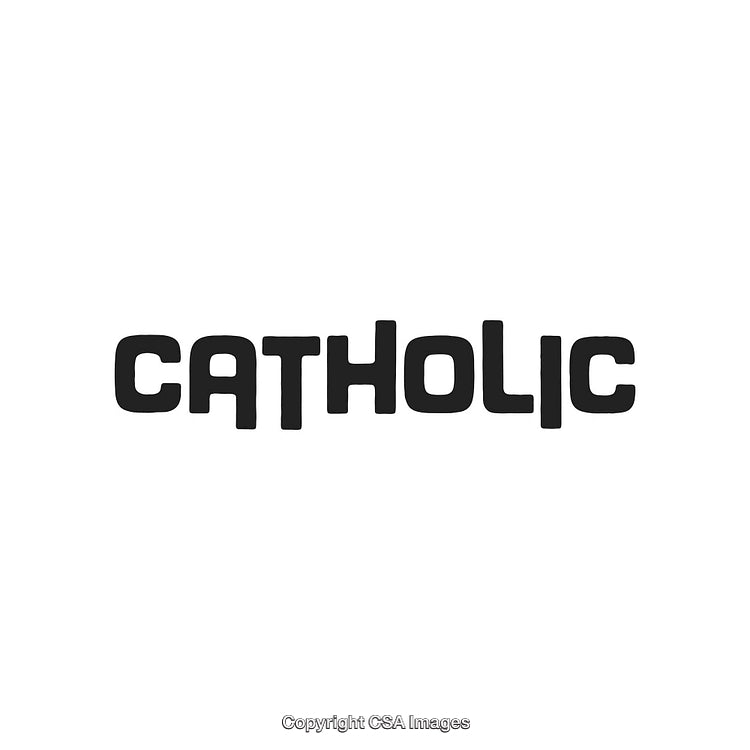 Minimalistic Illustration of the Word Catholic in Stylish Black Font