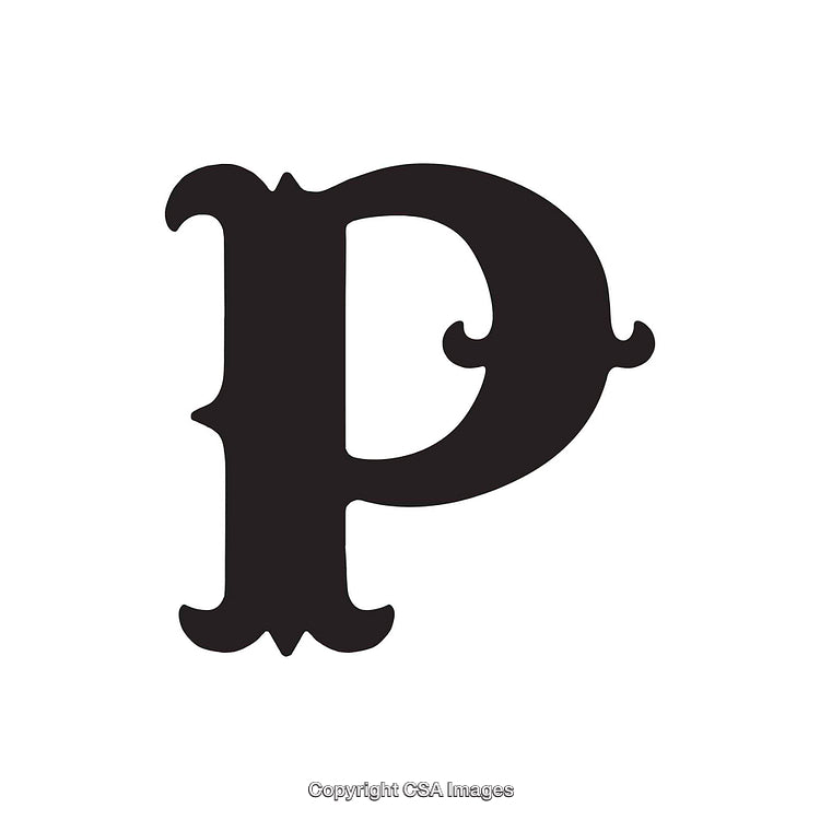 Decorative Black Letter P in Elegant Vintage Serif Style