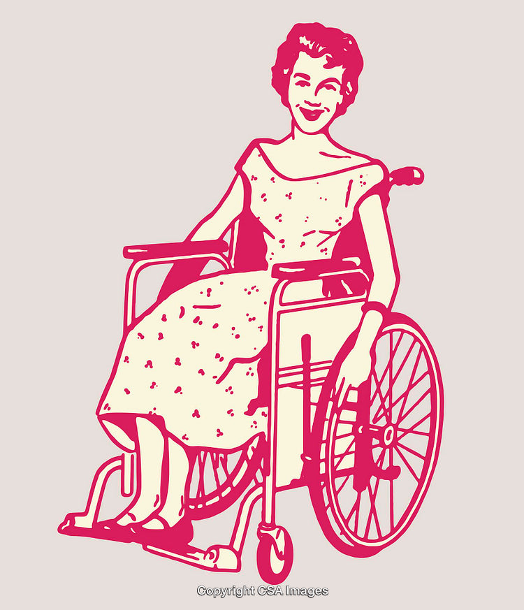 Illustrated Female Figure in a Wheelchair Smiling Confidently