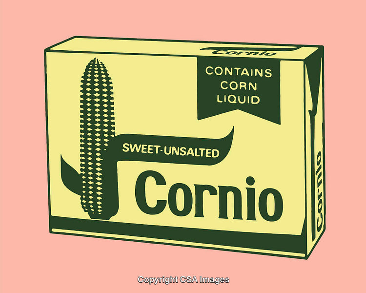 Vintage Style Color Illustrations of Corn-Based Packaged Products