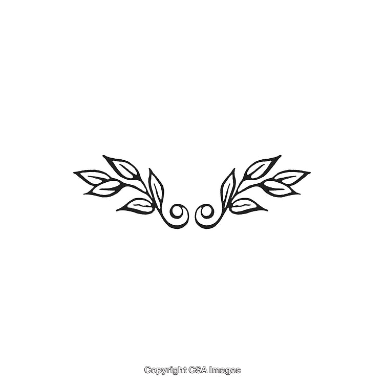 Elegant Black and White Decorative Ornament with Leaf Pattern