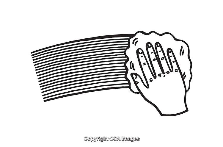 Hand Illustrating Wiping Motion with Lines in Black and White