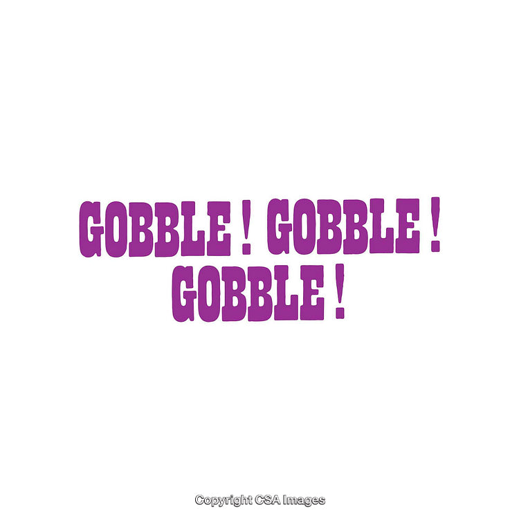 Purple Gobble Gobble Text on White Background for Thanksgiving