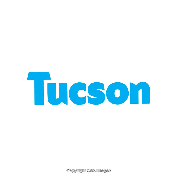 Blue Text Design Featuring Tucson in Bold Font on White Background