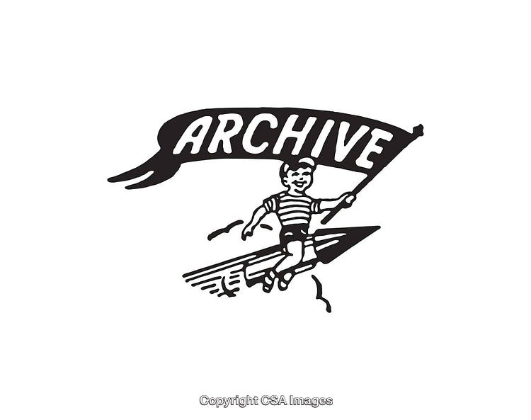 Vintage Black and White Archive Logo with Retro Design Style