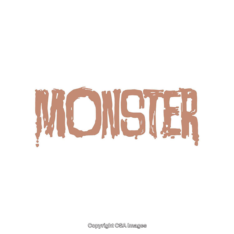 Monster Text Illustration with Rustic and Distinctive Lettering on White