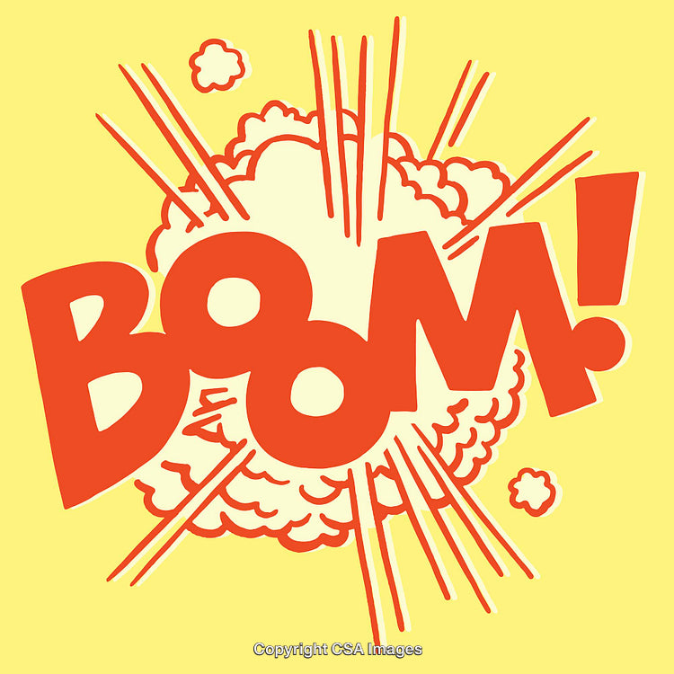 Bold Comic Style Explosion Illustration with Vibrant Yellow Background