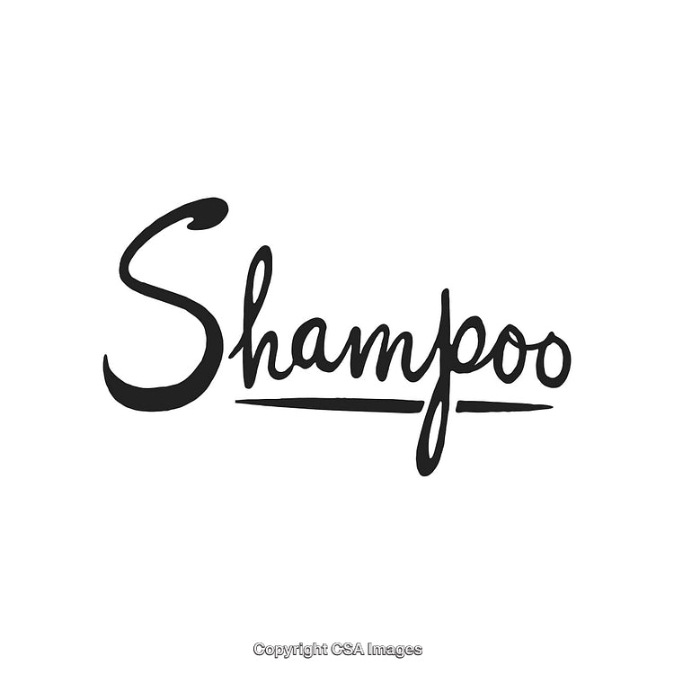 Elegant Handwritten Shampoo Word Art on White Background