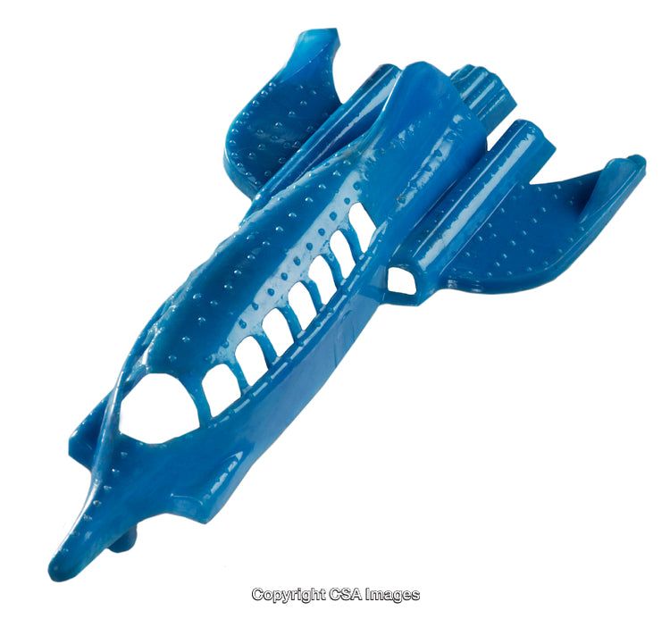 Blue Plastic Toy Designed as a Futuristic Spacecraft
