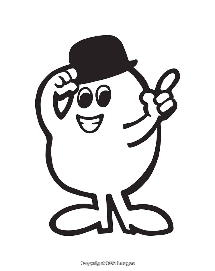 Cheerful Cartoon Character Line Art Illustration with a Hat and Friendly Gesture