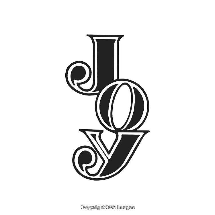 Elegant Decorative Typography Featuring the Word Joy in Black and White