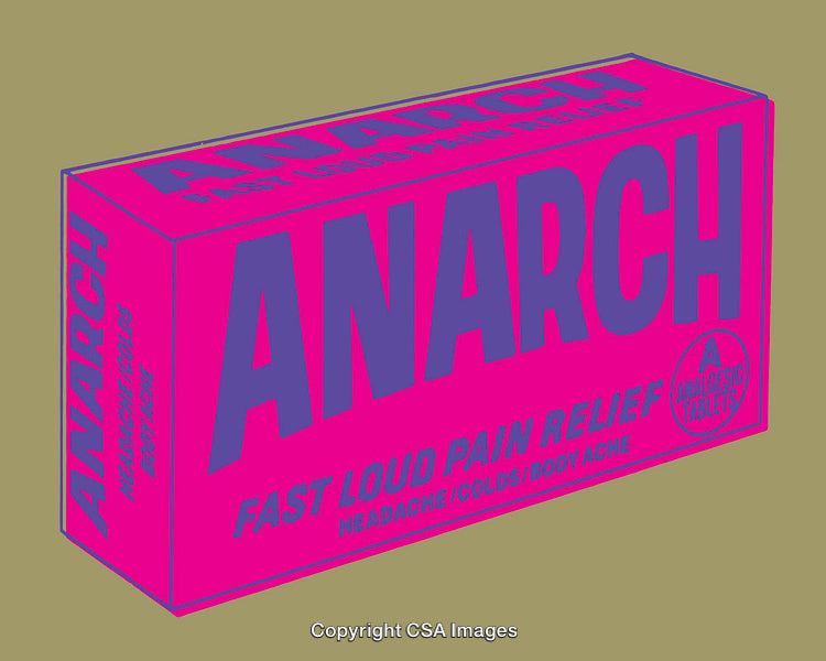 Bright Pop Art Style Medication Package Illustration with Bold Typography