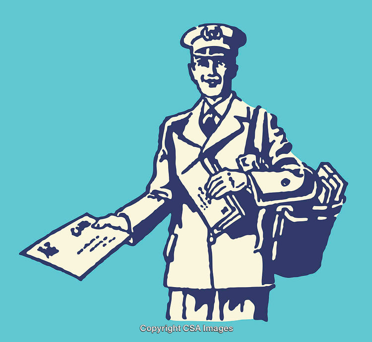 Retro Postal Worker Carrying Mail and Delivering Letters in Style